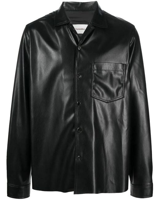 Nanushka Black Coated-Finish Shirt Jacket for men