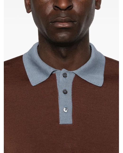 GALLIA Brown Polo Boutonné À Manches Courtes for men