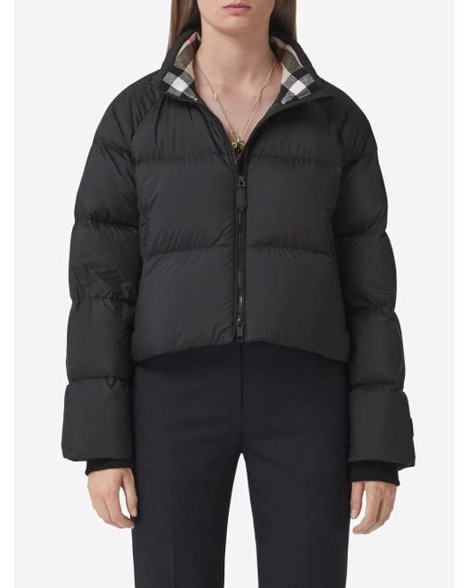 Burberry Black Alsham Cropped Logo Puffer Jacket