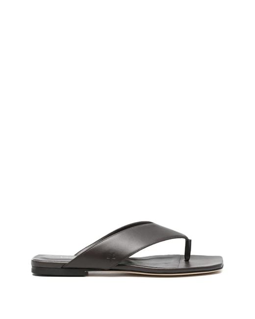 Lorena Antoniazzi White Square-Toe Flat Sandals