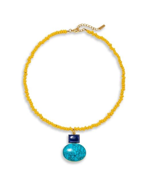 Jennifer Behr Metallic Diego Beaded Pendant Necklace