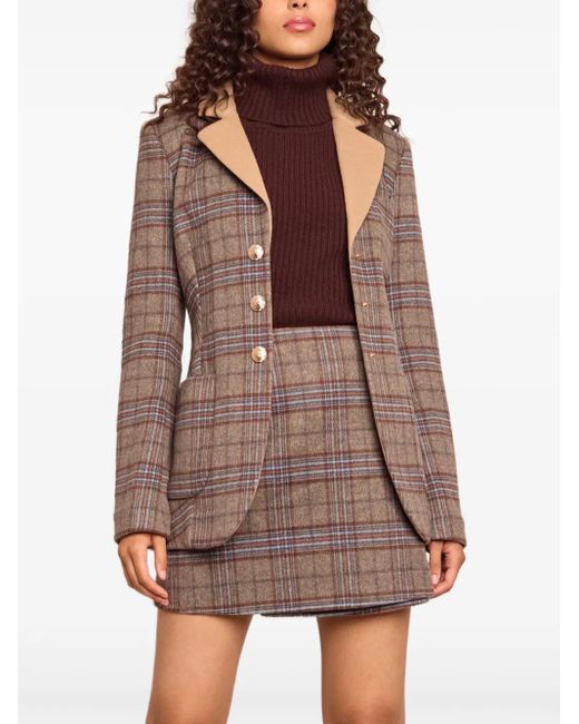 Cara Cara Brown Ross Plaid-Check Wool Blazer