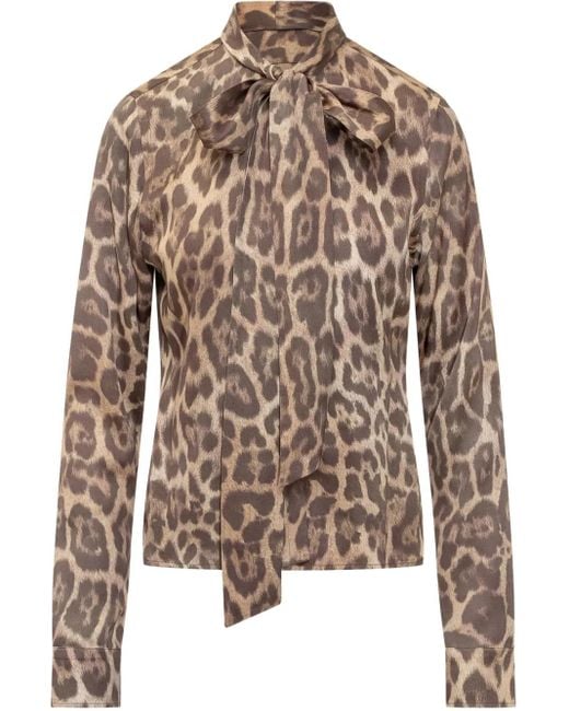 Stella McCartney Brown Leopard-Print Blouse