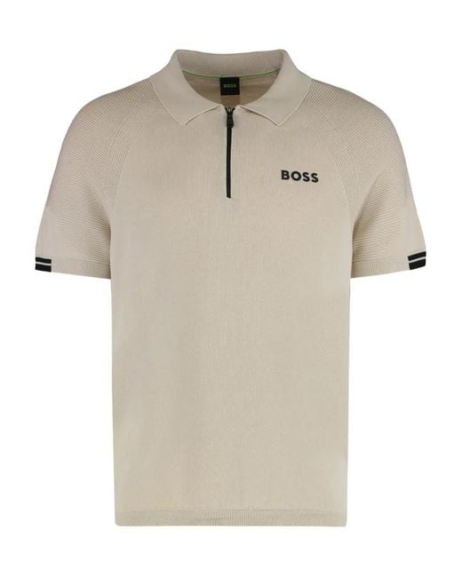 Boss Natural Zip-Fastening Polo Shirt for men
