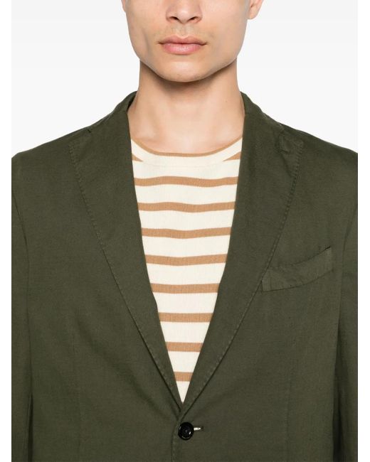 Boglioli Green Single-Breasted Cotton Blend Blazer for men