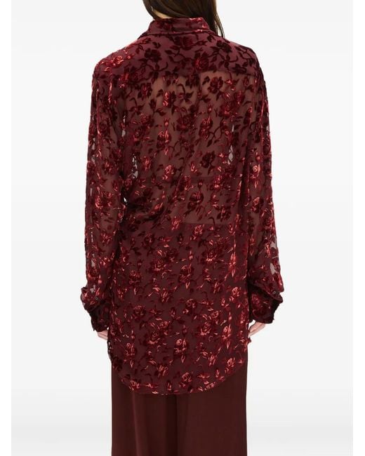 Ann Demeulemeester Red Elisabeth Floral-Devoré Shirt