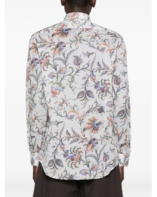 Etro White Floral Shirt for men
