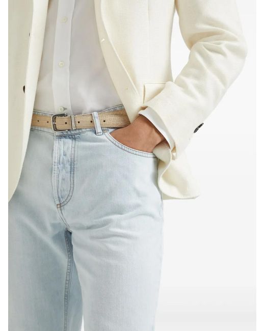 Vaqueros Con Parche Del Logo Brunello Cucinelli de hombre de color Blue