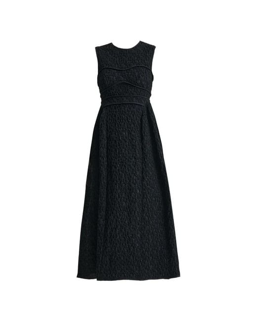 CECILIE BAHNSEN Black Dorina Cloqué-Effect Sleeveless Dress