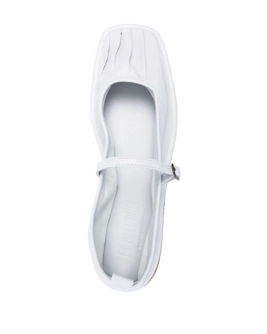 Hereu White Dansa Leather Ballerina Shoes