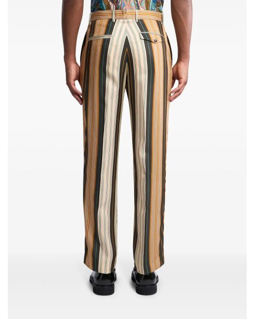 メンズ Etro ストライプ ストレートパンツ Natural