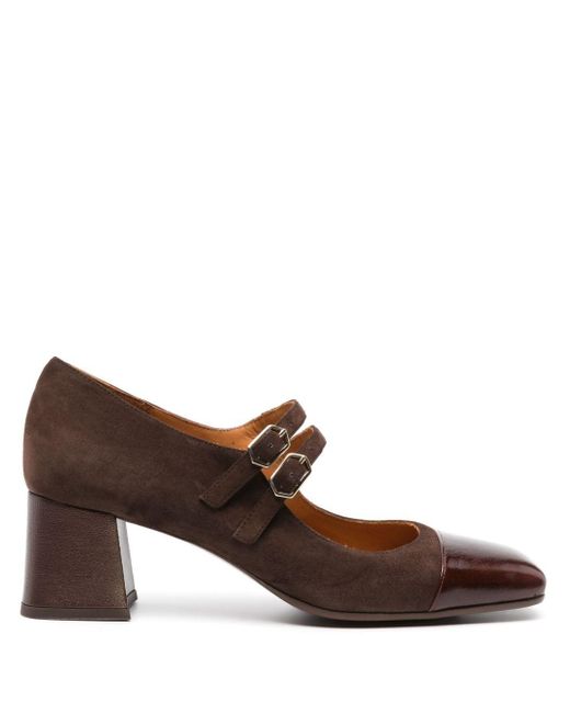 Chie Mihara Brown Volcano 45mm Square-toe Leather Pumps
