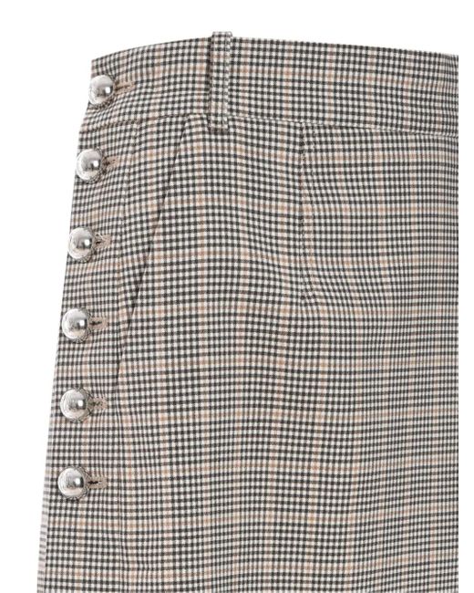Rabanne Gray Checked Cotton Midi Skirt