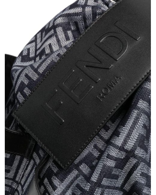 Fendi Black Monogram-pattern Backpack for men