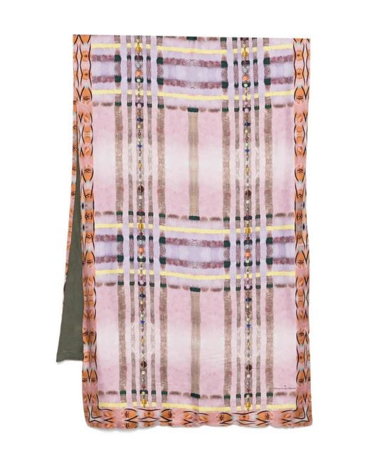 Pierre Louis Mascia Pink Beaded Print Scarf