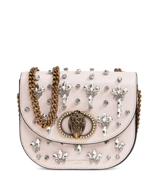 Kurt Geiger Pink Sac À Bandoulière Orné De Cristaux Chelsea