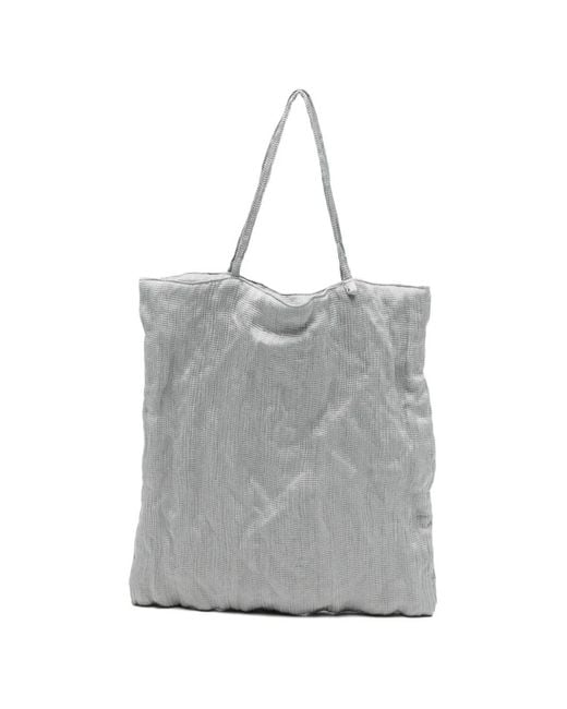 Alysi Gray Crinkled-Effect Tote Bag