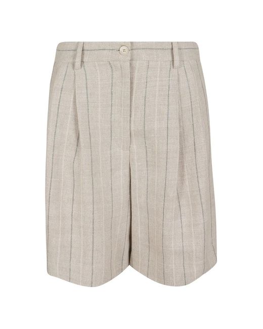 Antonelli Gray Short Plissé À Fines Rayures