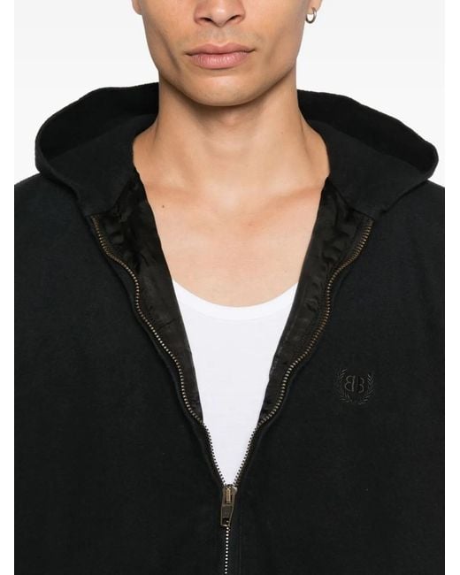 Balenciaga Black Flanned Hooded Jacket