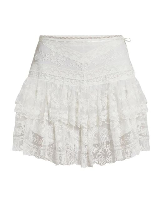 LoveShackFancy White Minirock mit Spitze