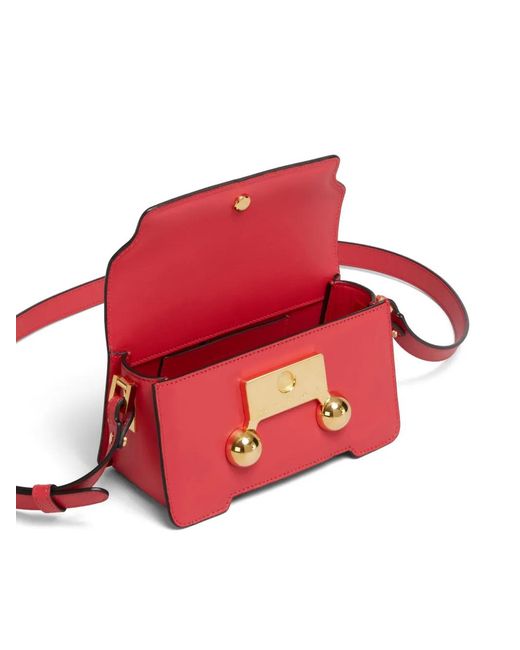 Marni Red Mini Sac Porté Épaule Trunk En Cuir