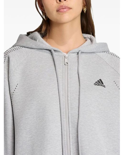 Adidas Gray Sweat Zippé À Design Perforé