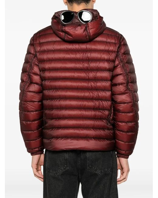C P Company Red Zip-Pocket Quilted Jacket for men