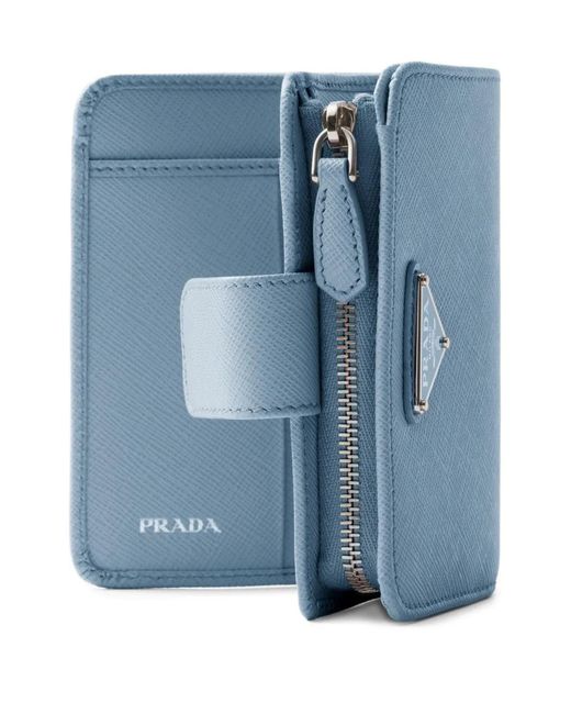 Prada Blue Small Saffiano Leather Wallet