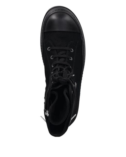 Rick Owens Black Cargo Sneaks Zip-Detail Sneakers for men