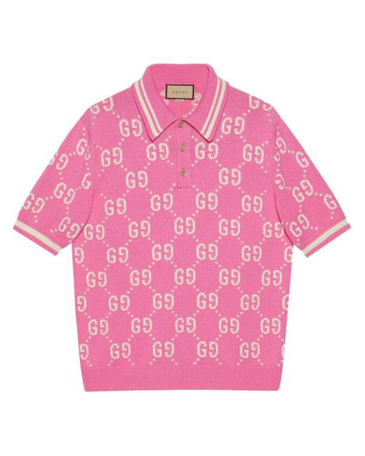 Polo En Intarsia Coton GG Gucci pour homme en coloris Pink