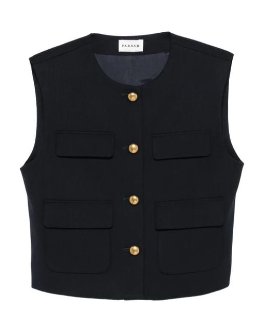P.A.R.O.S.H. Blue Pocketed Buttoned Waistcoat