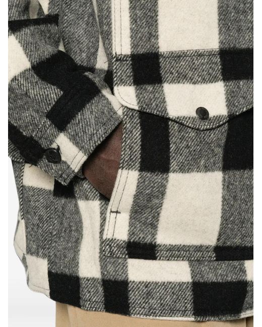 Filson Black Check-Pattern Button-Up Jacket for men