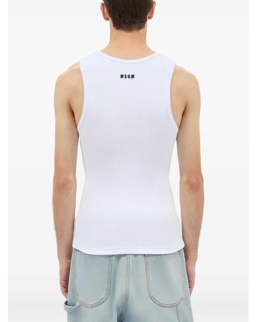 MSGM White Ribbed Tank Top for men