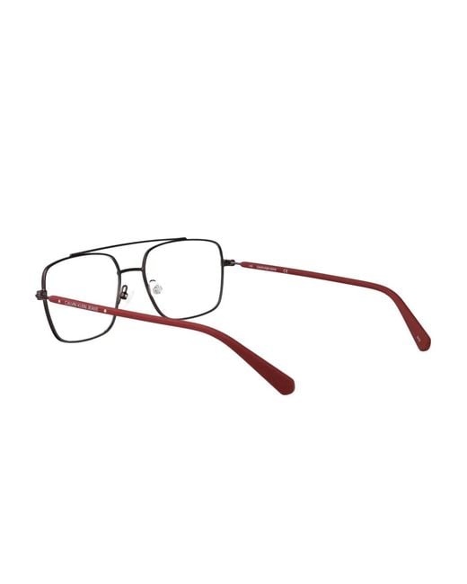 Calvin Klein Red Rectangle-Frame Glasses for men