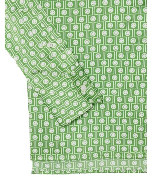 Lacoste Green Patterned Tie-Neck Shirt