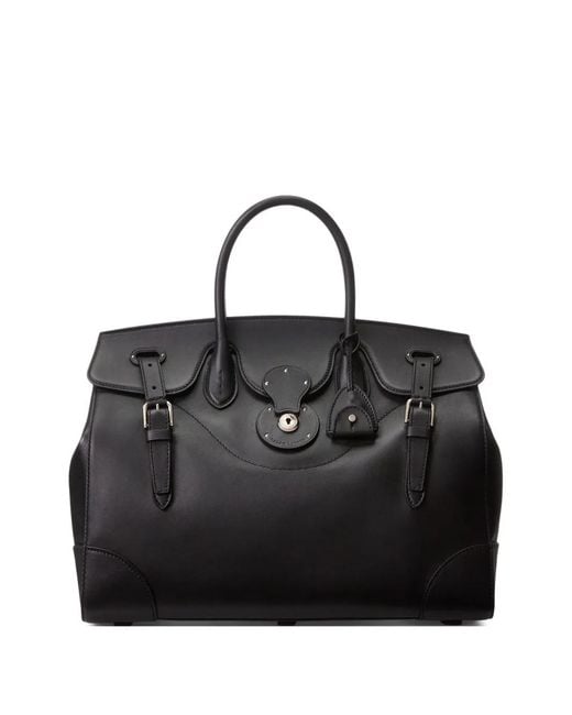 Ralph Lauren Black Ricky Buckle-Detail Leather Bag