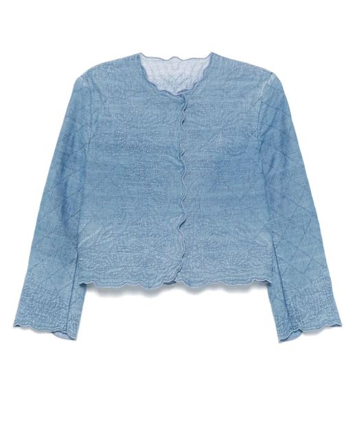 Ermanno Scervino Blue Floral Embroidered Jacket