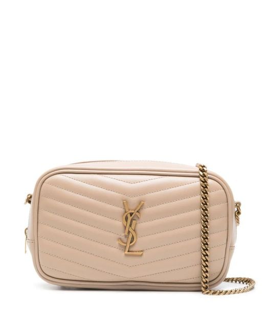 Saint Laurent Natural Mini Lou Quilted Leather Crossbody Bag