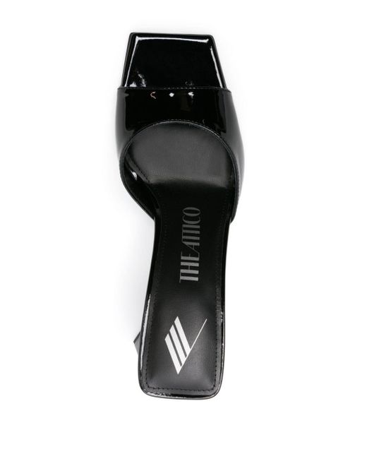 The Attico Black Mini Devon Patent Leather Heel Mules