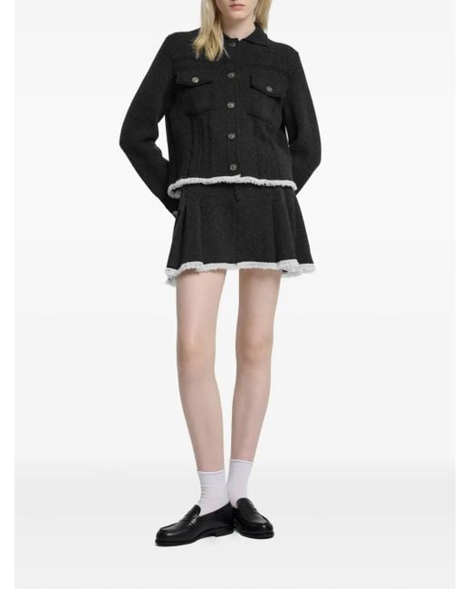 Barrie Black Pleated-Detail Button Jacket