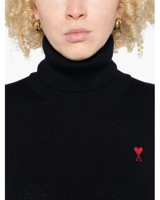 AMI Black Ami De Coeur Turtleneck Sweater