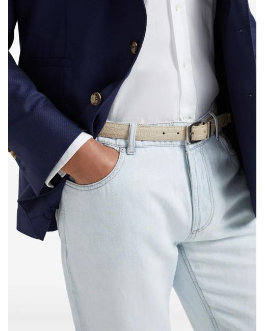 Jeans Con Applicazione Logo di Brunello Cucinelli in Blue da Uomo