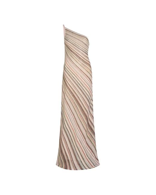 Missoni White One-Shoulder Striped Maxi Dress