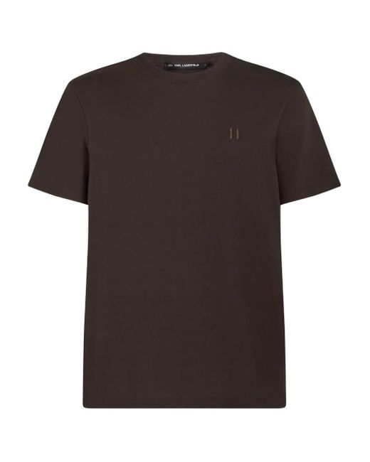 Karl Lagerfeld Black Embroidered Logo T-Shirt for men