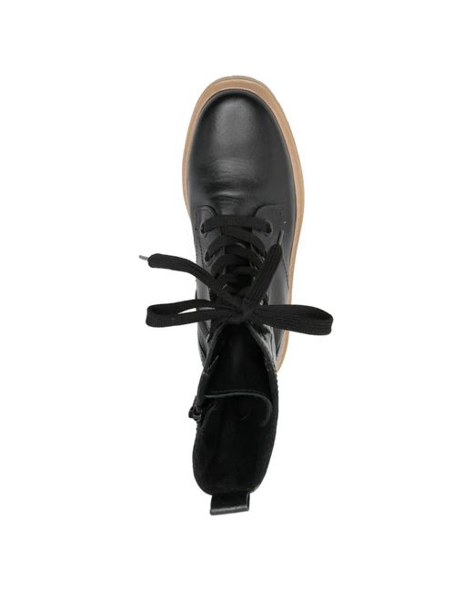 Gabor Black Jemmy Lace-Up Lug-Sole Boots