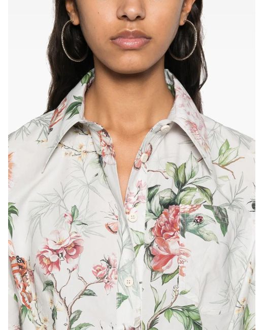 The Attico Mini-Jurk Met Bloemenprint in het Gray