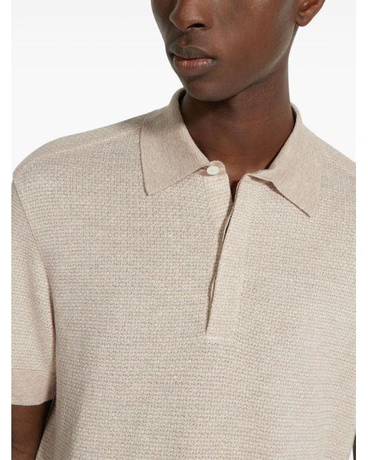 Zegna Natural Waffle-knit Polo Shirt for men