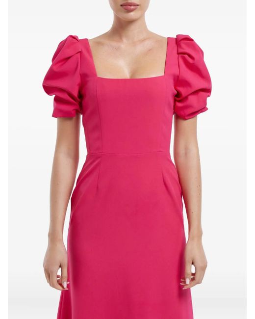 Abito Midi A Godet Con Scollo Quadrato di POST MERIDIEM in Pink
