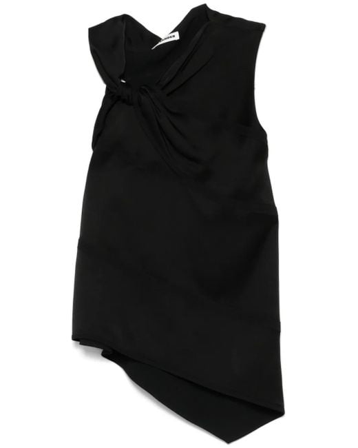 Jil Sander Black Sm Top Asymmetric Gloss With Bow