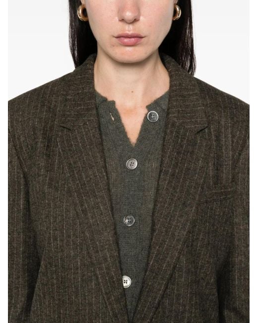 Isabel Marant Green Pinstripe Single-Breasted Blazer